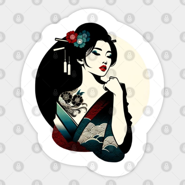 Femme fatale geisha Sticker by InnerMirrorExpressions